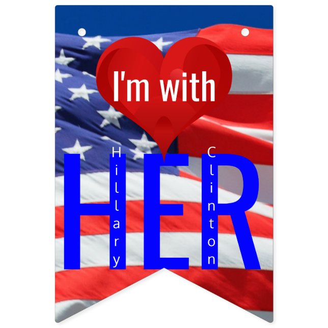 Ich bin bei den Präsidentenwahlen von Hillary Clin Wimpelkette (Zweite Fahne)