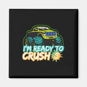 Ich bin bereit, 3 Monster-Truck-Ck zum Schulbeginn Magnet
