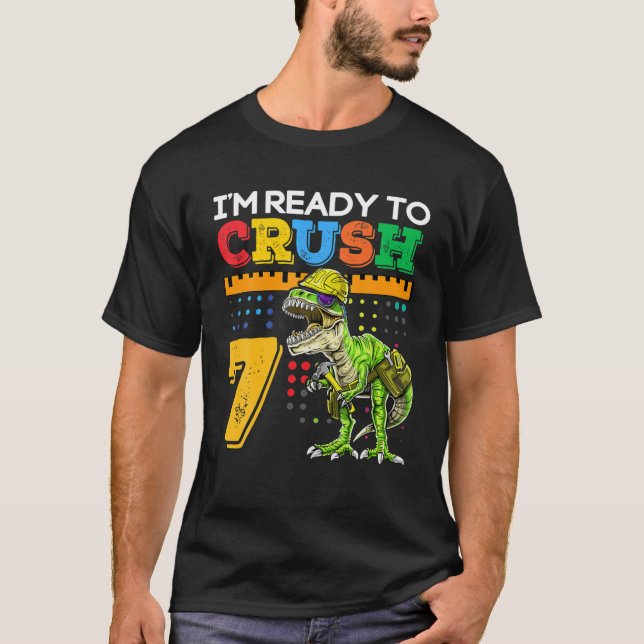 Ich bin bereit, 7 lustige Dinosaurier zurück in di T-Shirt (Vorderseite)