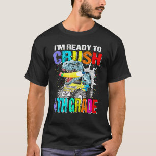 Ich bin bereit, das 4. Grade Monster Truck Dinosau T-Shirt