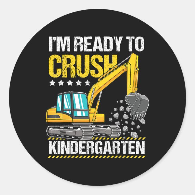 Ich bin bereit, das Baufahrzeug des Kindergartens  Runder Aufkleber (Vorderseite)