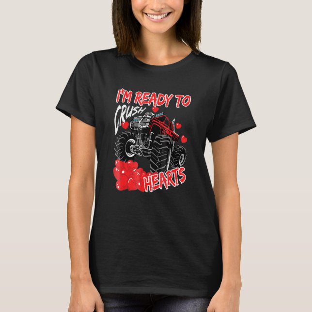 Ich bin bereit, das Herz-Monster-LKW-Valentin zu z T-Shirt (Vorderseite)