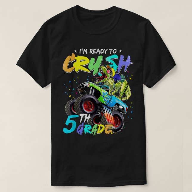 Ich bin bereit, das Monster Truck Dinos der fünfte T-Shirt (Design vorne)