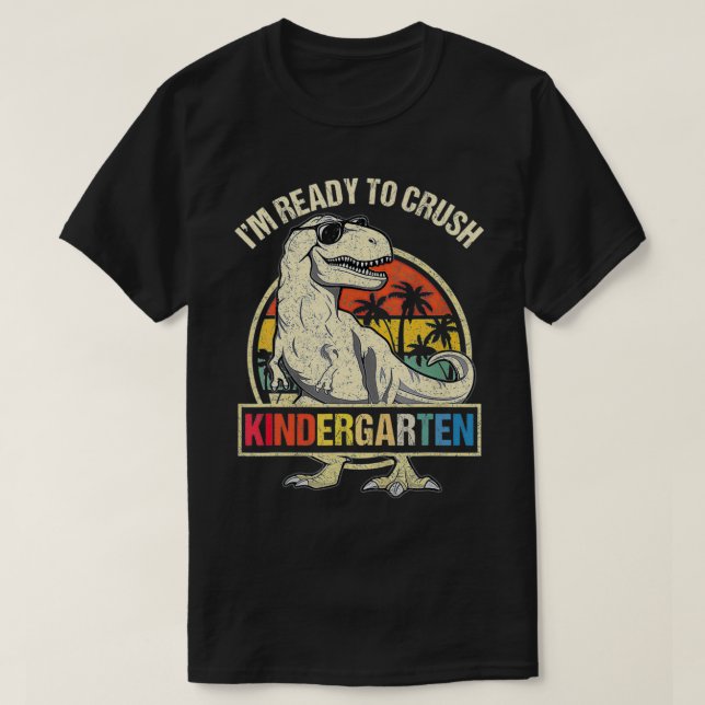 Ich bin bereit, den Kindergarten Dinosaurier-Jungs T-Shirt (Design vorne)