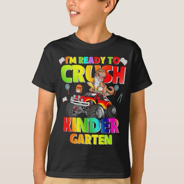 Ich bin bereit, den Kindergarten-Dinosaurier-LKW z T-Shirt (Vorderseite)