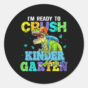 Ich bin bereit, den Kindergarten Dinosaurier wiede Runder Aufkleber