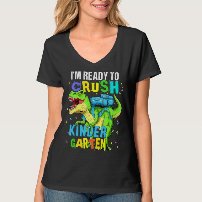 Ich bin bereit, den Kindergarten Dinosaurier wiede T-Shirt (Vorderseite)