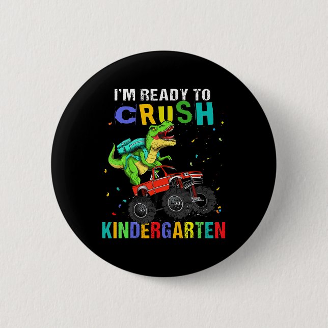 Ich bin bereit, den Kindergarten-Dinosaurier zu me Button (Vorderseite)