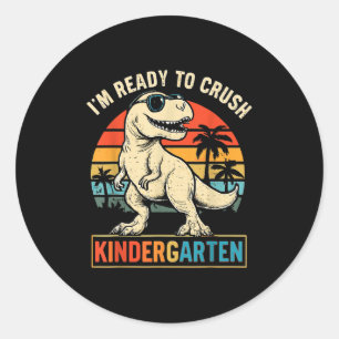 Ich bin bereit, den Kindergarten Dinosaurier zurüc Runder Aufkleber