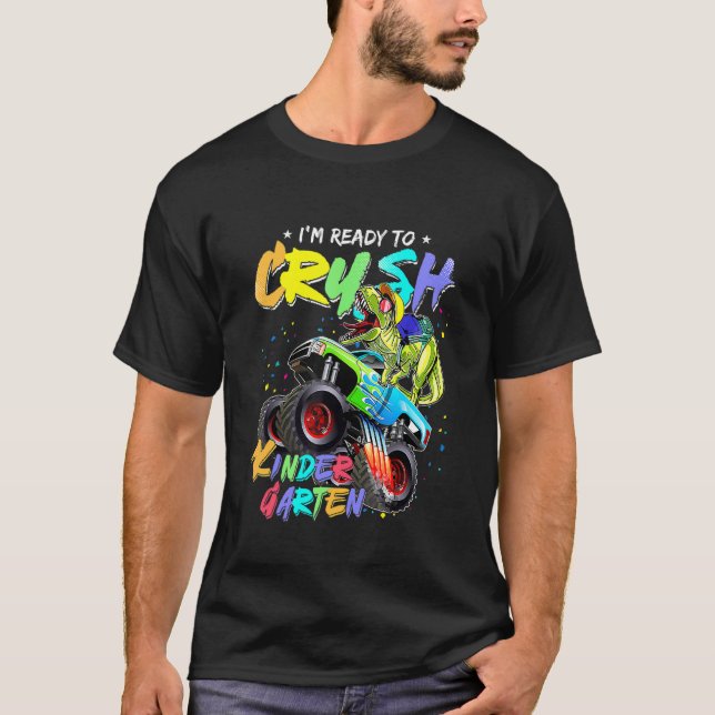 Ich bin bereit, den Kindergarten-Monster-Truck-Din T-Shirt (Vorderseite)