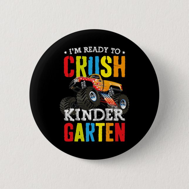 Ich bin bereit, den Kindergarten-Monstertruck zu z Button (Vorderseite)