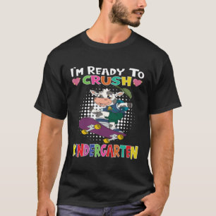 Ich bin bereit, den Kindergarten-Skateboarding-Kuh T-Shirt