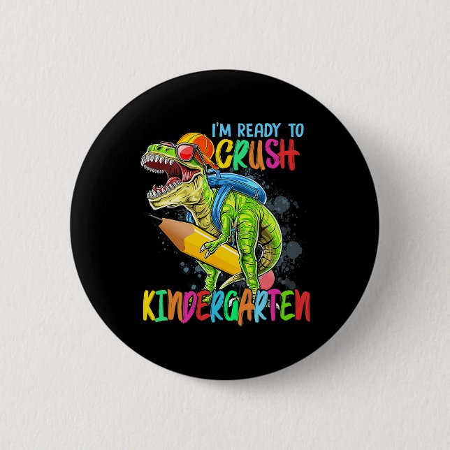 Ich bin bereit, den Kindergarten T Rex Dino Holdin Button (Vorderseite)