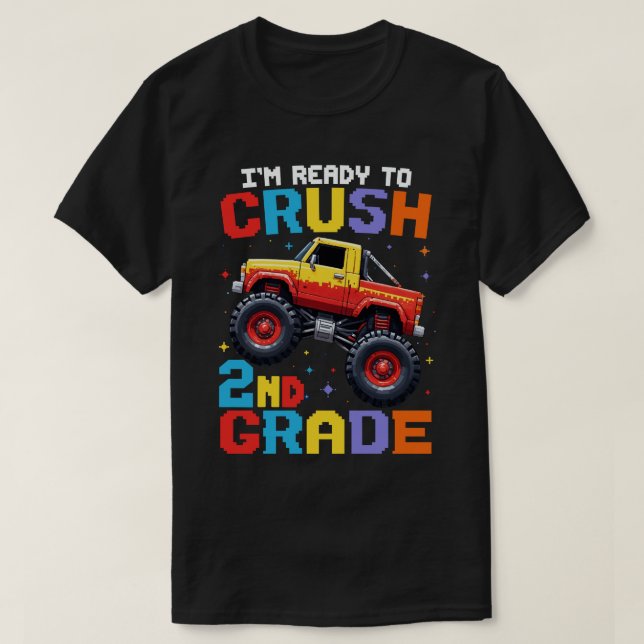 Ich bin bereit, den Monster-LKW der zweiten Klasse T-Shirt (Design vorne)