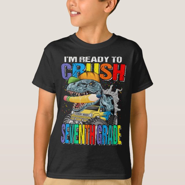 Ich bin bereit, den siebten Grad Dinosaurier TRex  T-Shirt (Vorderseite)