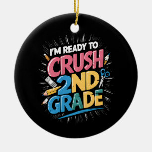 Ich bin bereit, die 2. Klasse zurück in die Schule Keramik Ornament