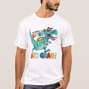 Ich bin bereit, die 5. Klasse Comic Stil Rex Dinos T-Shirt