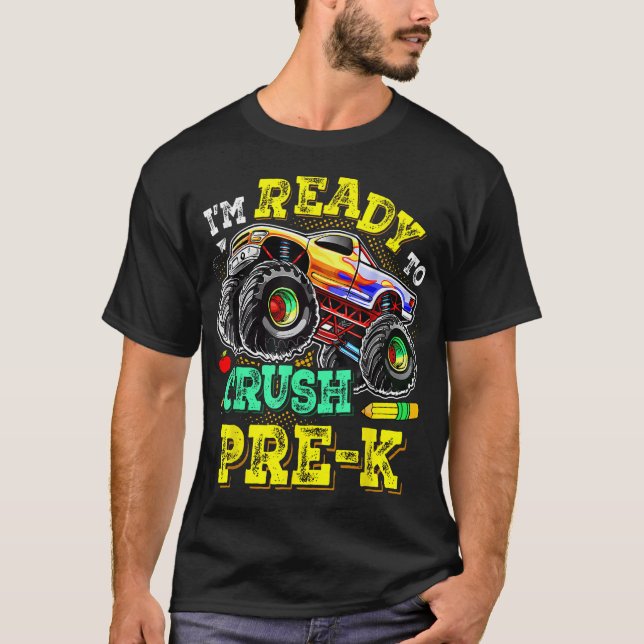 Ich bin bereit, die Kids des Pre-K-Monster-Lkw-Kid T-Shirt (Vorderseite)