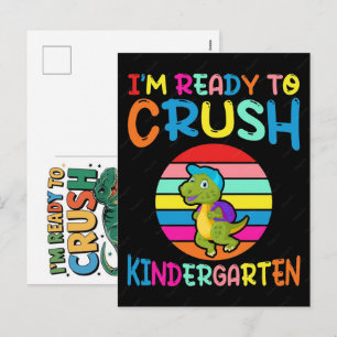 Ich bin bereit, die Kitaschule für Dinosaurier zu Feiertagspostkarte