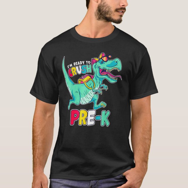Ich bin bereit, die Vorschule Comic Style T-Rex Di T-Shirt (Vorderseite)