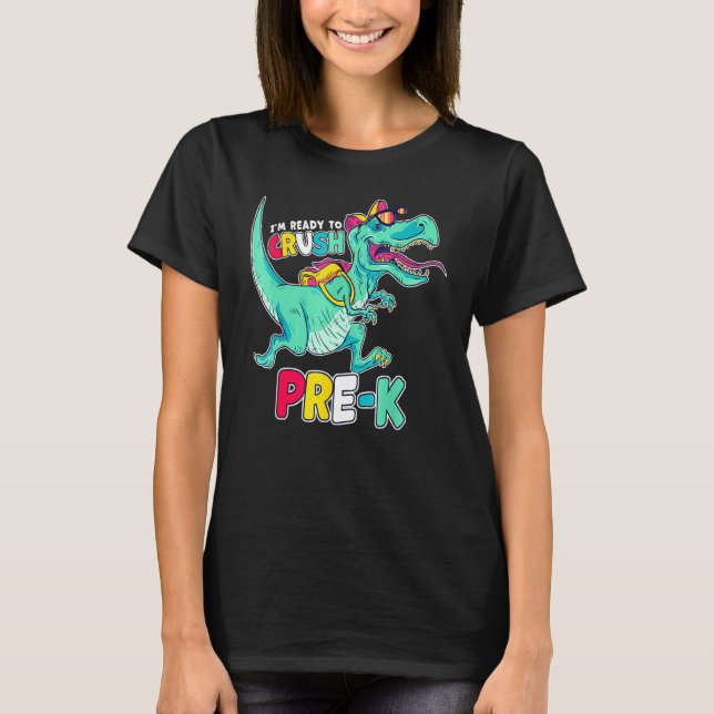 Ich bin bereit, die Vorschule Comic Style T-Rex Di T-Shirt (Vorderseite)