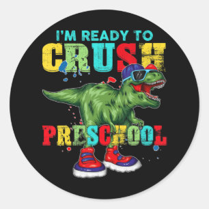 Ich bin bereit, die Vorschule T-Rex Dinosaurier zu Runder Aufkleber