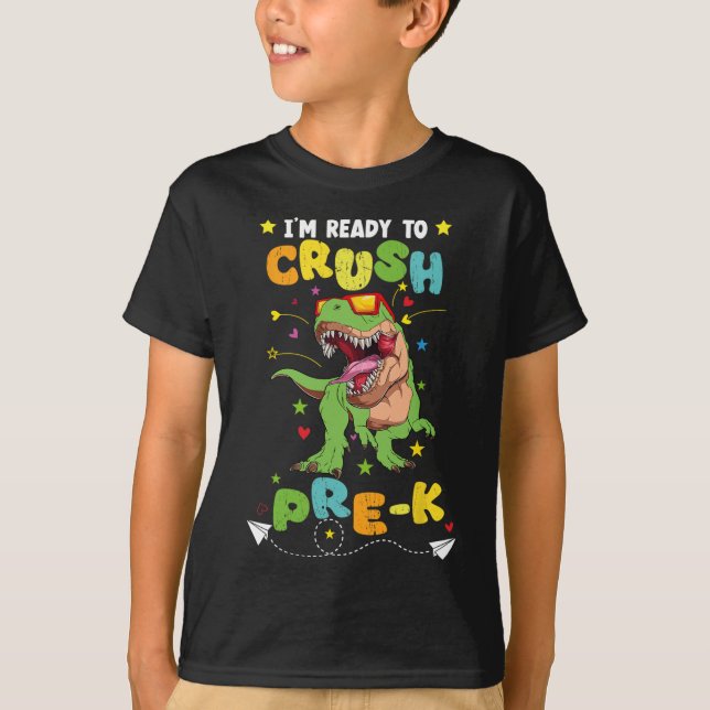 Ich bin bereit, Dinosaurier aus der Vorschule nach T-Shirt (Vorderseite)