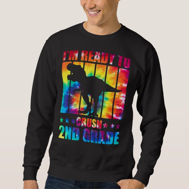 Ich bin bereit, Dinosaurier-Rex-Gefärbte Krawatte  Sweatshirt (Vorderseite)