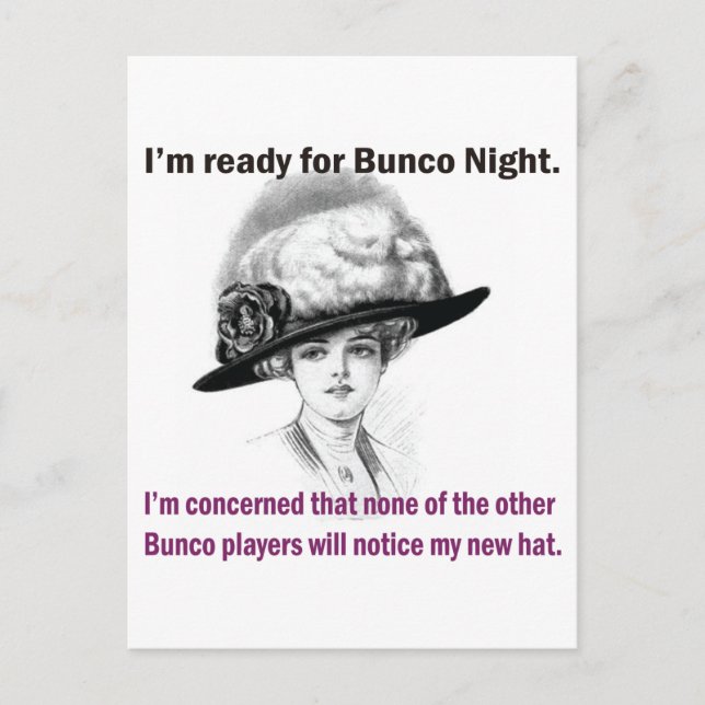 Ich bin bereit für Bunco Nacht. Postkarte (Vorderseite)