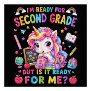Ich bin bereit für das zweite Schuljahr Einhorn er Poster