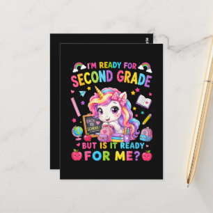 Ich bin bereit für das zweite Schuljahr Einhorn er Postkarte