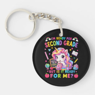 Ich bin bereit für das zweite Schuljahr Einhorn er Schlüsselanhänger