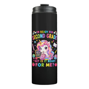 Ich bin bereit für das zweite Schuljahr Einhorn er Thermosbecher