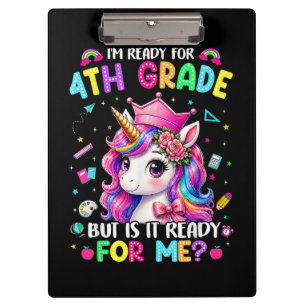 Ich bin bereit für die 4. Klasse Einhorn Erster Sc Klemmbrett