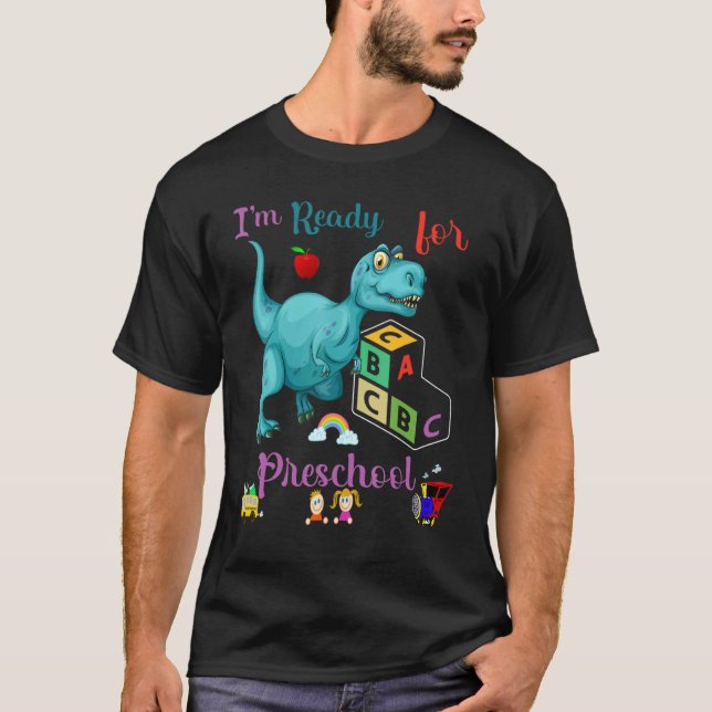 Ich bin bereit für Dinosaurier und Alpha-Blöcke in T-Shirt (Vorderseite)