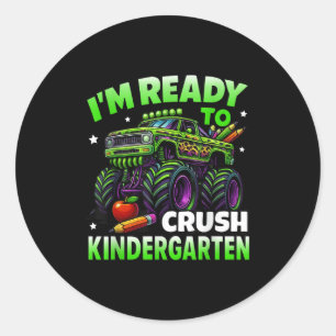 Ich bin bereit, Kindergarten-Monster-Lkw-Boys zu z Runder Aufkleber