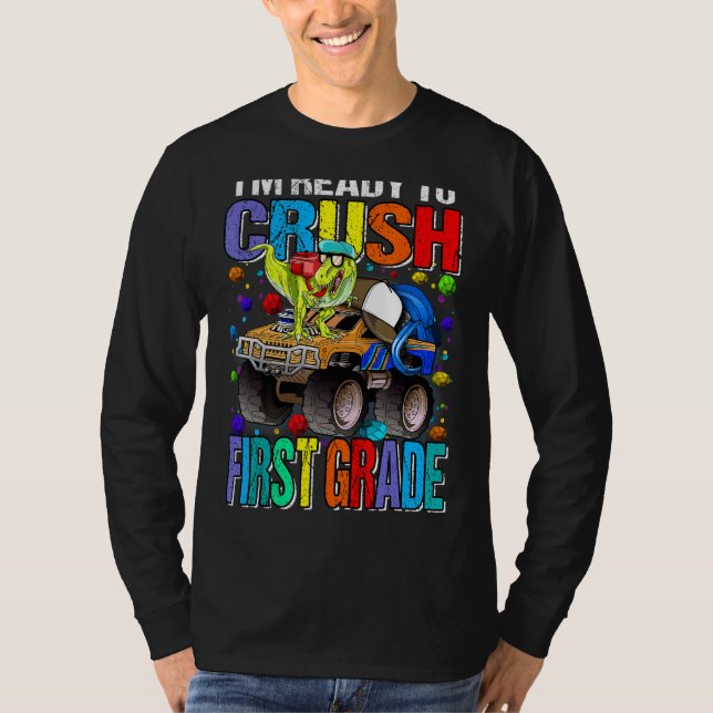 Ich bin bereit, Monster erster Klasse Truck Dinos  T-Shirt (Vorderseite)