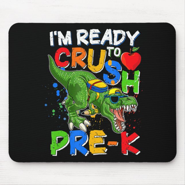 Ich bin bereit, PreK T Rex Dino Holding Bleistift  Mousepad (Vorne)