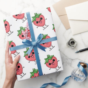 Ich bin Berry Happy niedliche Kawaii Erdbeeren Spr Geschenkpapier