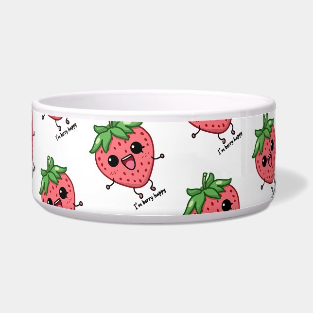 Ich bin Berry Happy niedliche Kawaii Erdbeeren Spr Napf (Vorderseite)