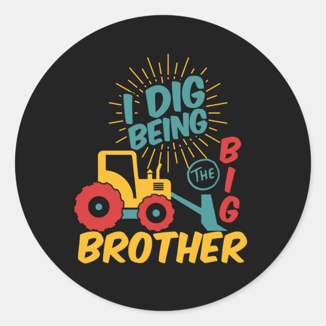 Ich bin Big Brother Niedlich Tractor Cartoon Runder Aufkleber (Vorderseite)