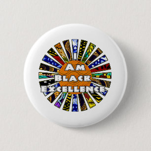 Ich bin Black Excellence African Fabric Collage Button