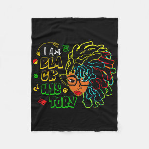 Ich bin Black History Month Loc'd Mädchen Schwarze Fleecedecke