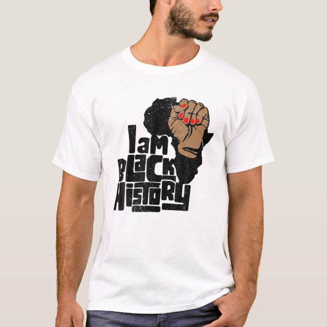 Ich bin Black History Power Fetisch American Que T-Shirt (Vorderseite)