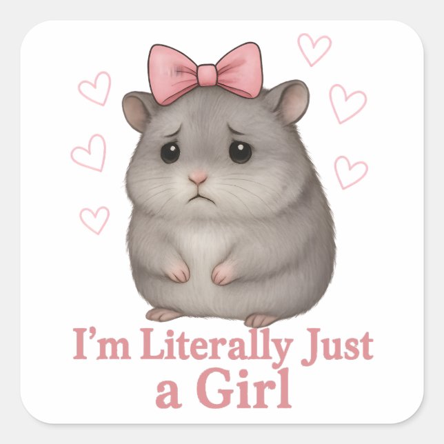 Ich bin buchstäblich nur ein trauriger Hamster Mäd Quadratischer Aufkleber (Vorderseite)