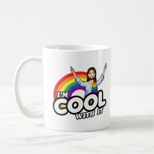 Ich bin cool damit - Regenbogen-Jesus Kaffeetasse