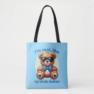 Ich bin Cooler Teddy Bär mit Blue Bow, anpassbar Tasche