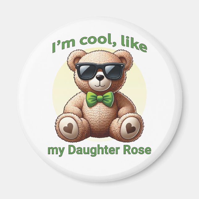 Ich bin Cooler Teddybär mit einem grünen Bow, der  Magnet (Vorne)