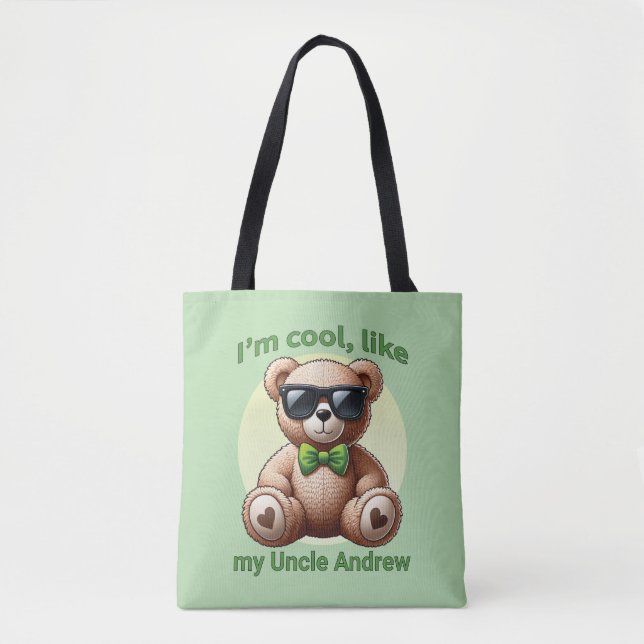 Ich bin Cooler Teddybär mit einem grünen Bow, der  Tasche (Vorderseite)