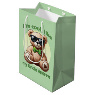 Ich bin Cooler Teddybär mit grünem Schleifen-Anhän Mittlere Geschenktüte